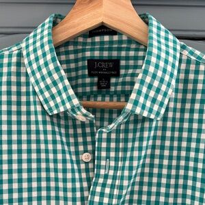 J. Crew Teal and White Gingham Men's Shirt